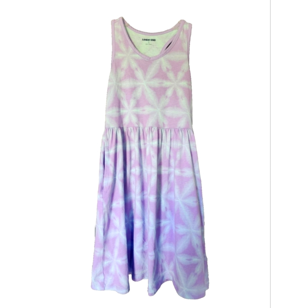 Land's End Girls Dress 7/8 blue pure racer back